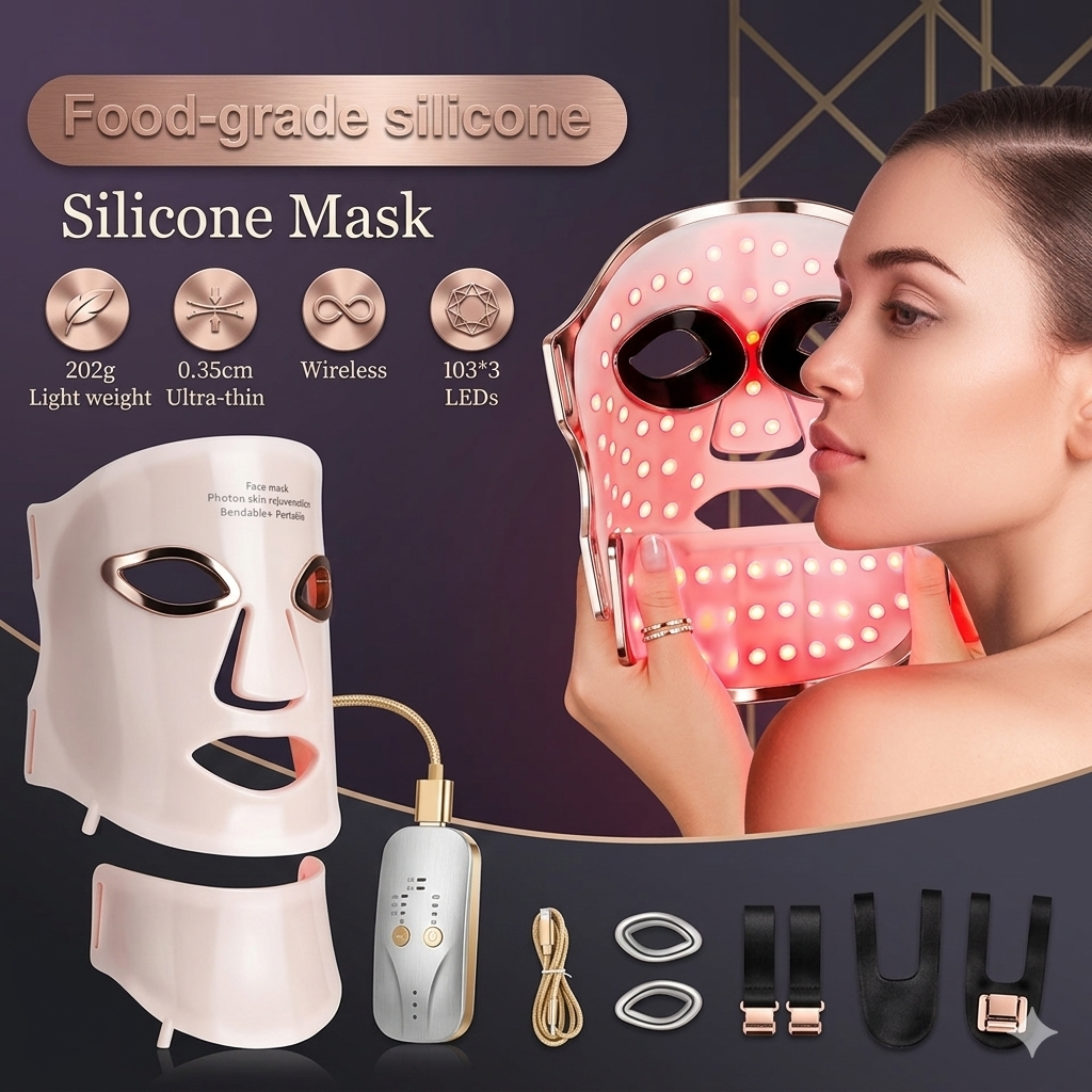 LED Face Mask Light Therapy Device | At-Home Skincare Mask for Clear & Glowing Skin